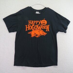 Arkansas Razorbacks T Shirt Size Large Happy Hogoween Halloween Black‎ Orange